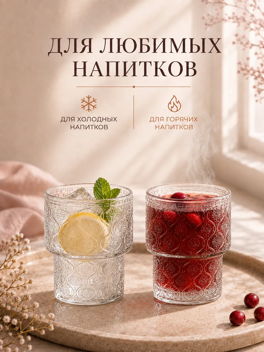 Набор стаканов "Флора" 2 шт 200 мл